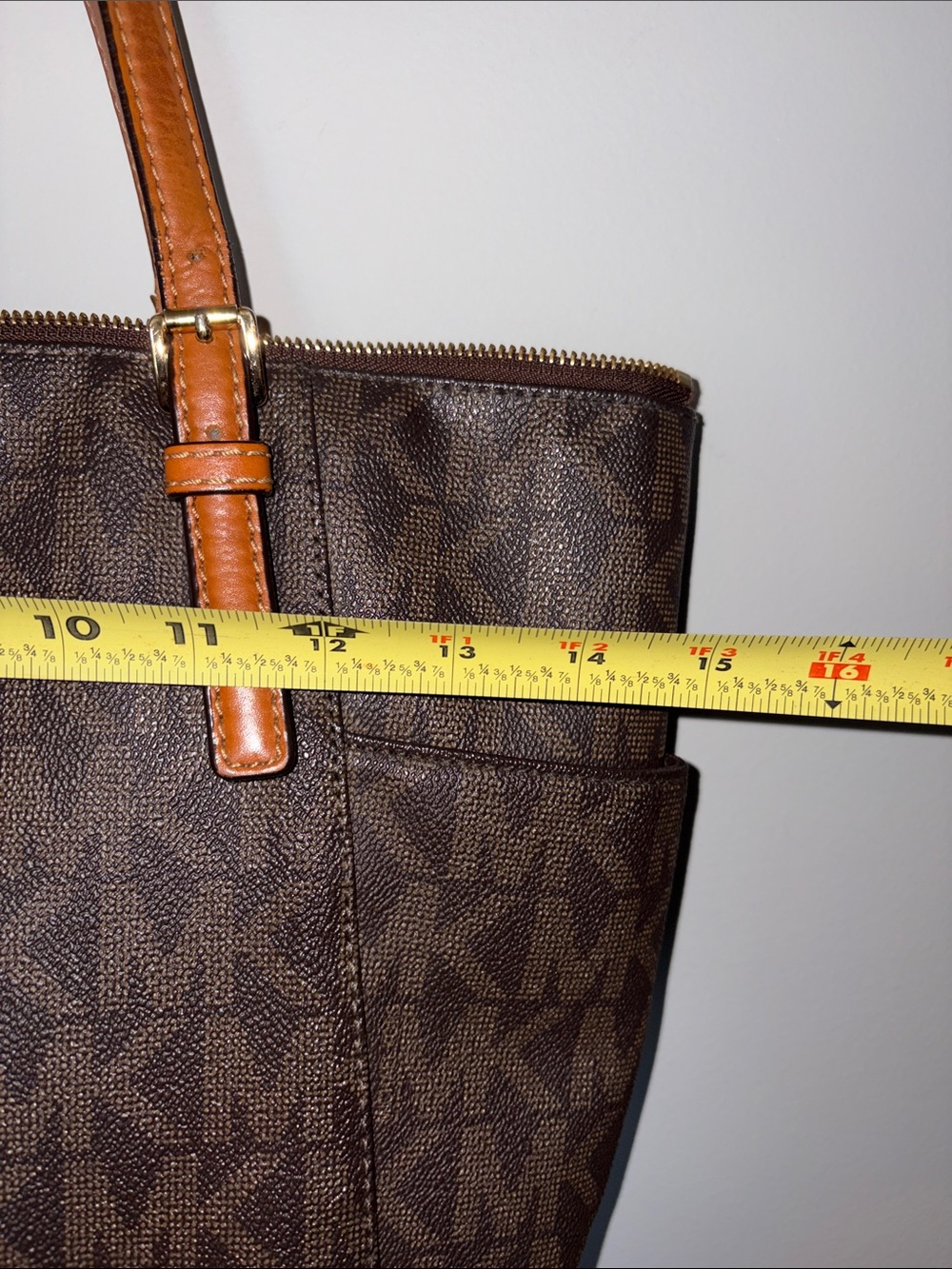 Michael Kors Brown Logo Tote with Tan Leather Trim - Picture 8 of 10